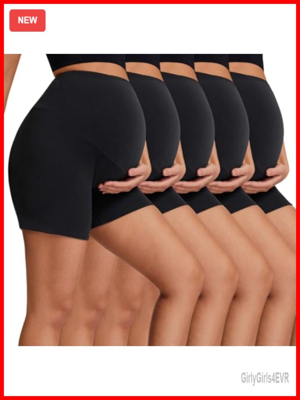 5 Pack Maternity Biker Shorts Over Belly Yoga Workout Athletic